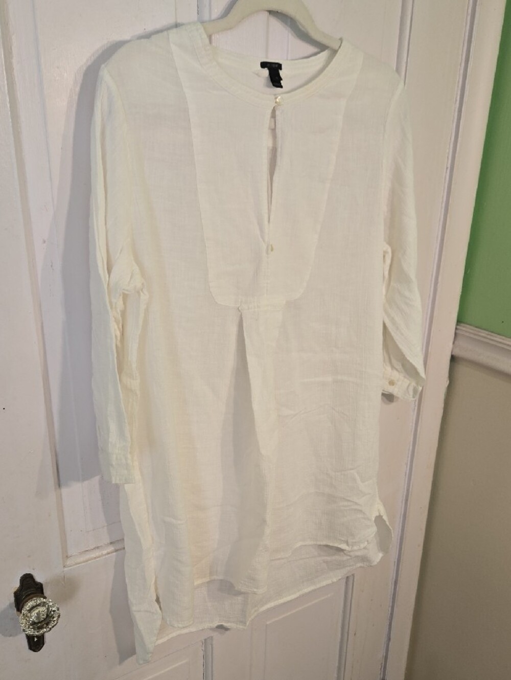 J. Crew White Tunic Top with Keyhole Front Size L - Picture 4 of 5